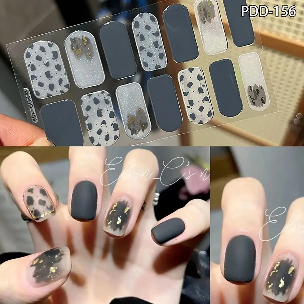 Autocollants pour ongles en gel INS Trendy, 14 bandes, semi-durcis, couverture complète, patchs pour ongles, autocollants floraux pour nail art, fabrication de nail art DIY