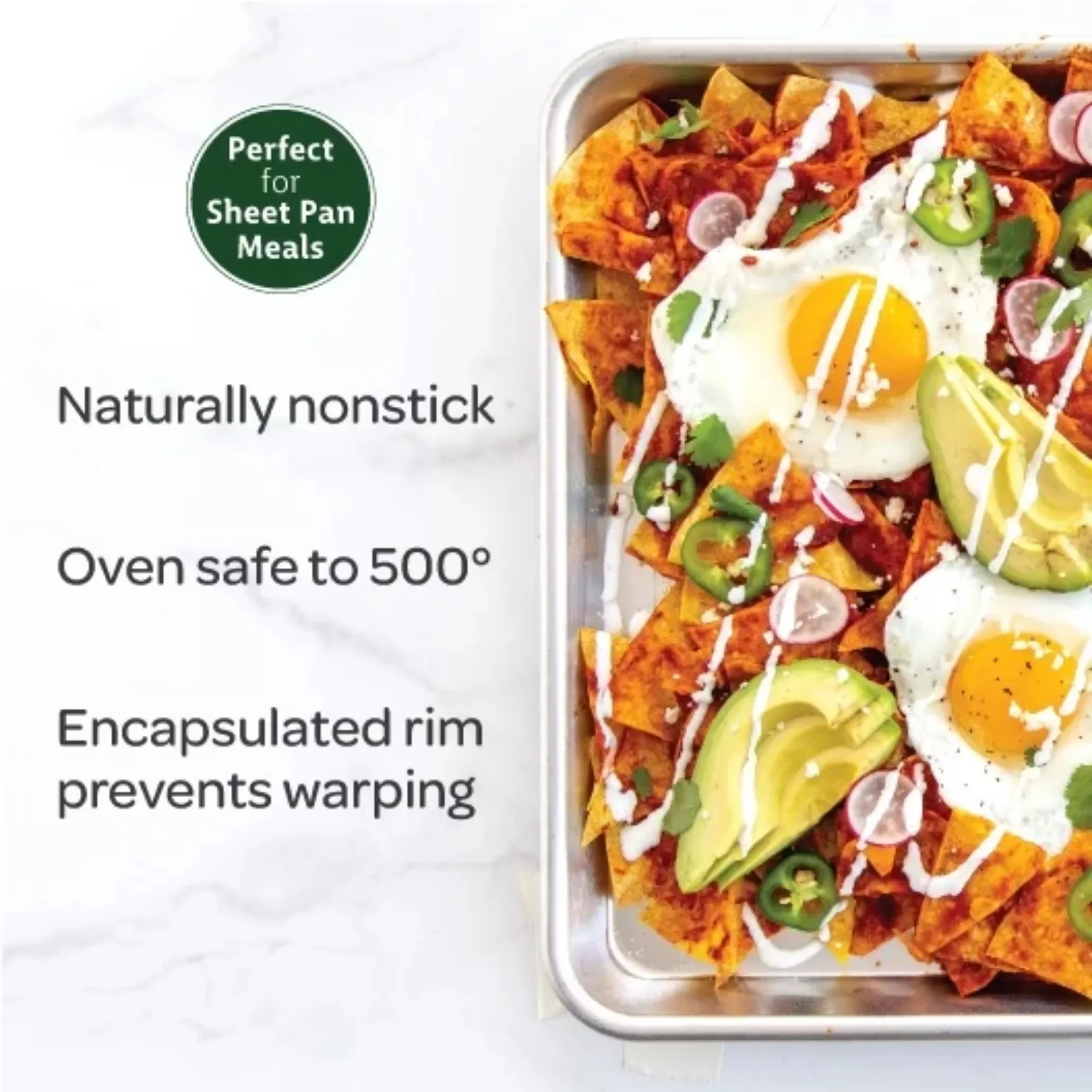 مقلاة خبز وخبز من الألومنيوم مقاس 18 × 13 بوصة، فضي