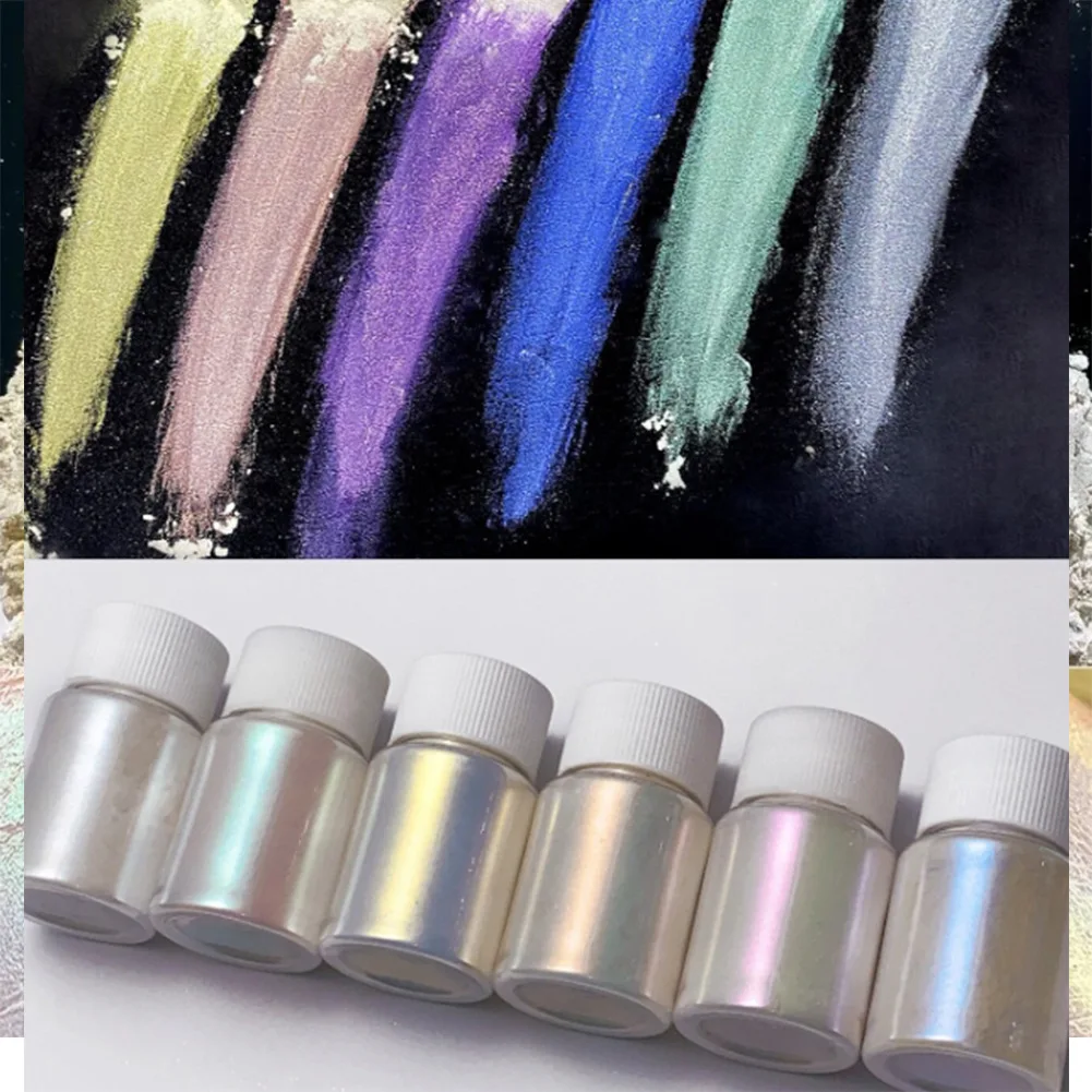 6 Dozen/Set Aurora Nagelpoeder Parel Glitter Pigment Stofeffect UV Gel Polish Chrome Nail Art AB Kleur dompelpoeder Decoratie