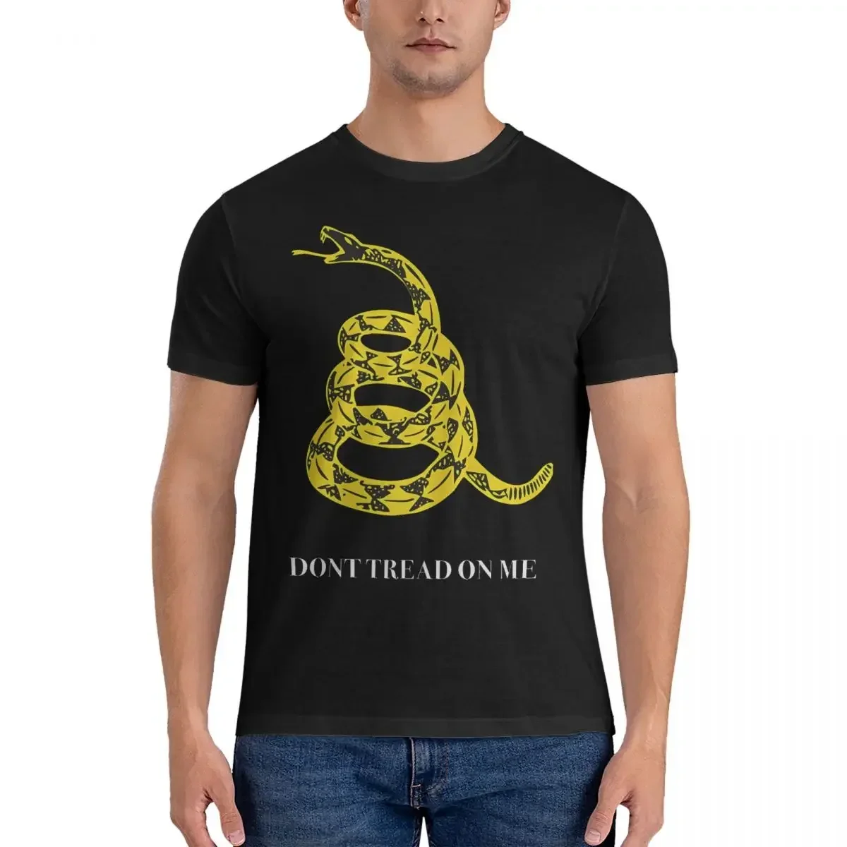 Yellow Snake Gadsden Flag Don't Tread On Me Fashion 100% Cotton Tees Short Sleeve Javier Milei T Shirts O Neck Clothing