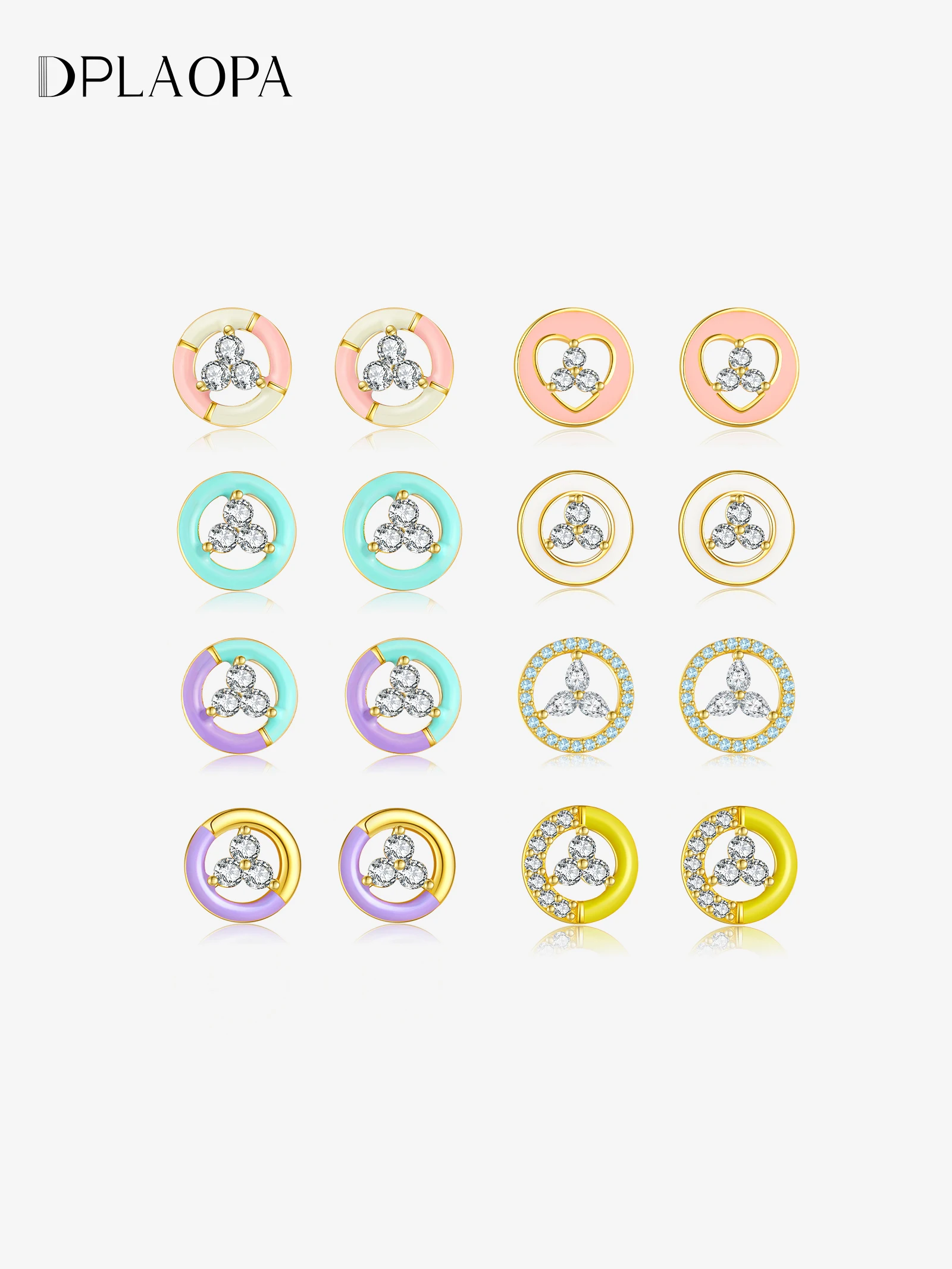 

Женские серьги-гвоздики DPLAOPA из стерлингового серебра 925 пробы с круглой цветной эмалью и цирконием, классические роскошные свадебные украшения, подарок