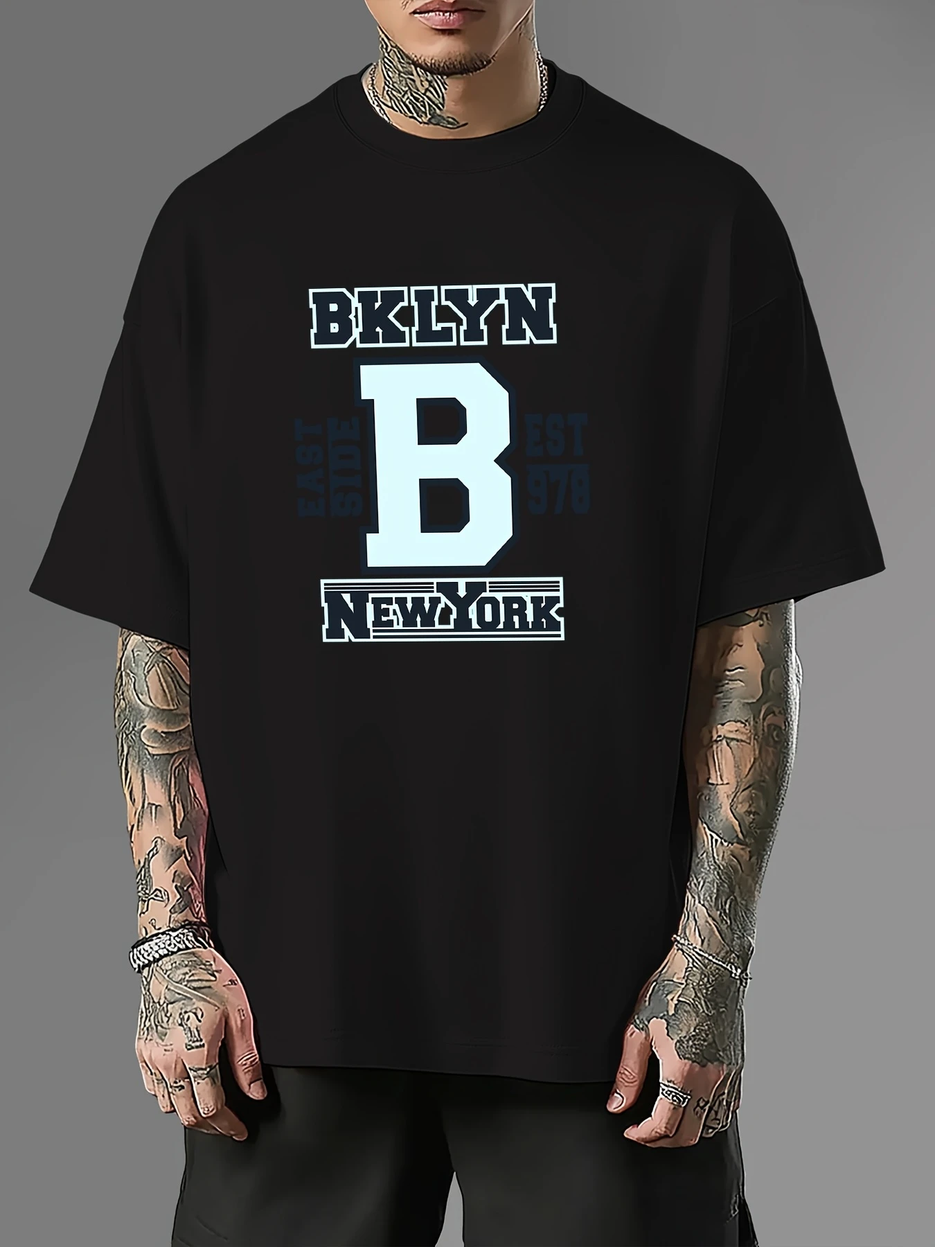 High-quality Men's Summer New Thick Pure Cotton T-shirt, with Printed Design, Stylish, Breathable, and Sweat-absorbing