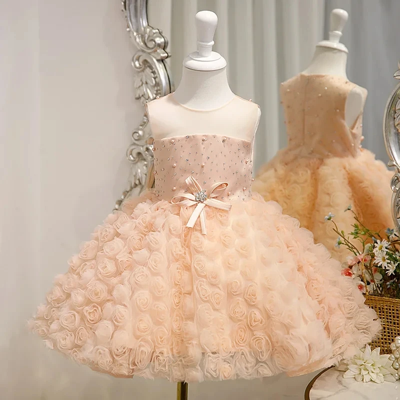 

Girls' Dress Rose Blossom Dress Children's Summer 1-8 Years Old Girls' Birthday Party Gorgeous Fluffy Children's Wedding Dress