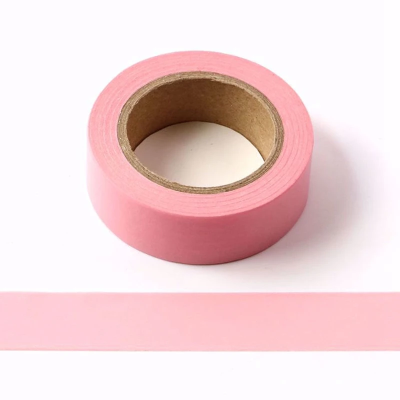 NEW 1PC Decor Plain Pink Japanese Paper Washi Tape DIY Scrapbooking Planner Adhesive Journal Masking Tape Kawaii Stationary