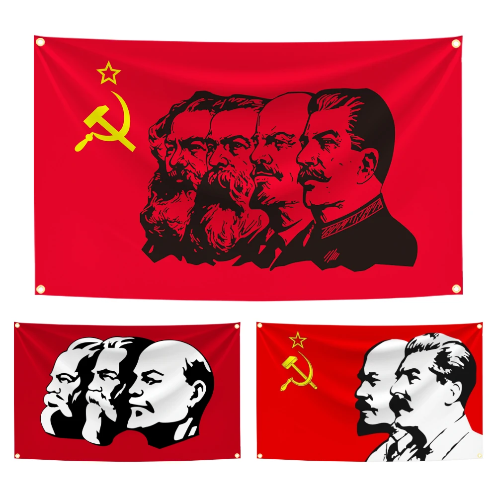 90x150cm Communism Flag Marx Engels Lenin Stalin CCCP USSR Soviet Emblem Flags Tapestry Banner Decoration