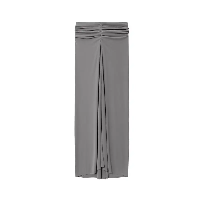 Nuevo Conjunto de Moda Otoño 2025 para Mujer con Top con Pliegues en la Espalda y falda de Cintura Media, Estilo Europeo ...