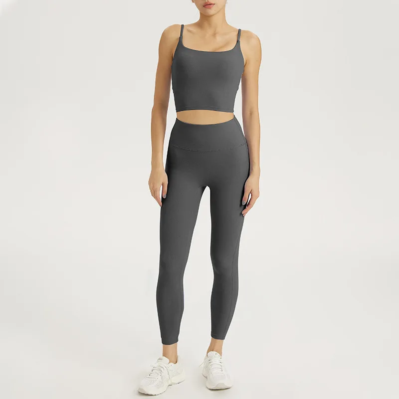 Leggings de yoga imbibés, soutien-gorge de sport, vêtements de survêtement, fitness, Pilates, gym, 2 pièces