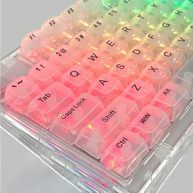 

2026 новейший OEM-профиль, прозрачные колпачки для клавиш, боковая резьба, RGB-клавиатура с подсветкой для механической геймерской клавиатуры, ISO Enter PC Key Cap