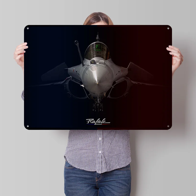 Dassault Rafale Fighter Jet 3D Printed Texture Poster Personalized Wall Art Retro Metal Tin Signs for Bedroom Decorations Decor