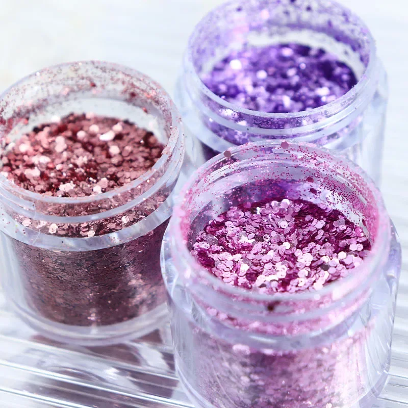 Icey Beauty 10ml Pink Purple Astringent Powder Nail Glitter Powder Gold Onion Powder PET Nail Glitter DIY Handmade Drip Glue