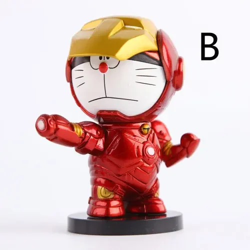 Marvel Q Version Iron Man Spider-Man Captain America Doraemons Action Figure Model Toys Collectibles Car Decoration Kids Gift view 5
