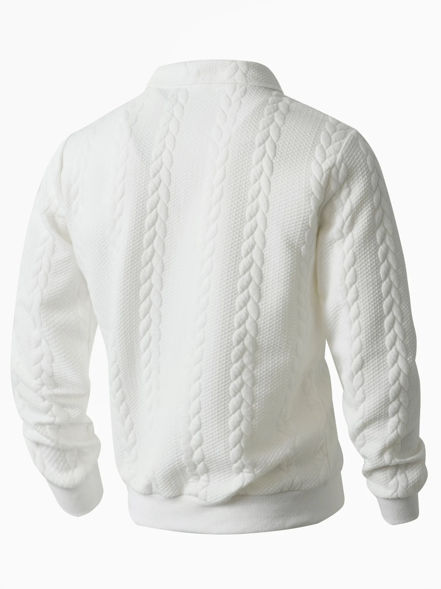 Mens Lapel Half Zip Sweatshirt Long Sleeve Cable Textured Pullover Relaxed Fit Tops For Daily Casual Autumn And Winter Dressing