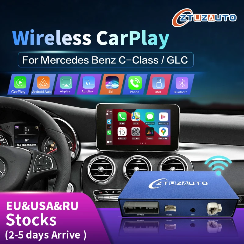 Wireless CarPlay for Mercedes Benz C-Class W205 & GLC 2015-2018, with Android Auto  Mirror Link AirPlay Car Play  Navigations