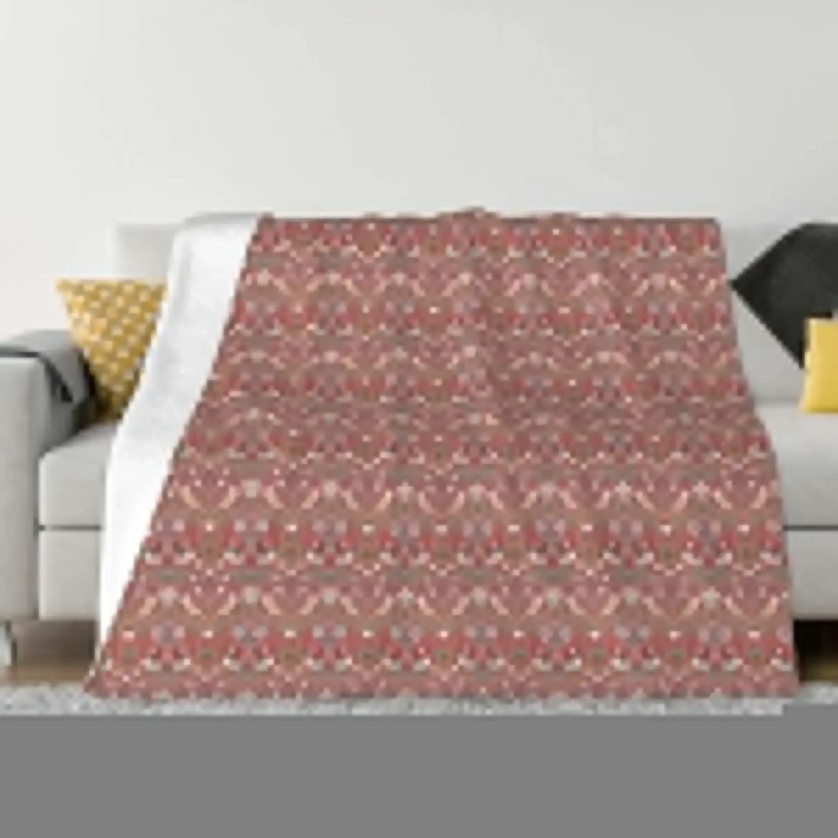 Red Strawberry Thief Design 1883 (William Morris) Throw Blanket Flannel Soft Big Furrys Blankets