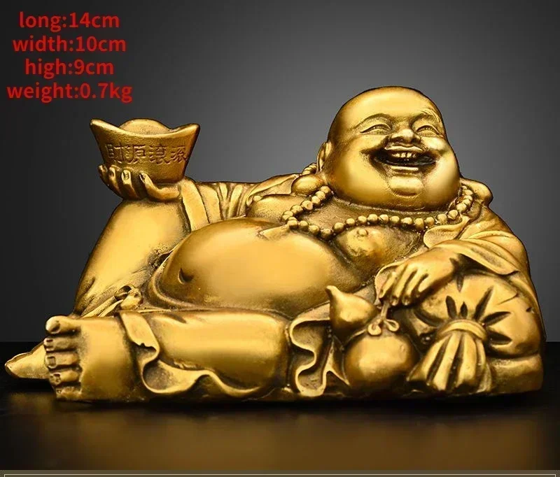 Copper Maitreya Buddha Ornaments ,Yuanbao Belly Laughing Home Office Small Car Sculptures view 6