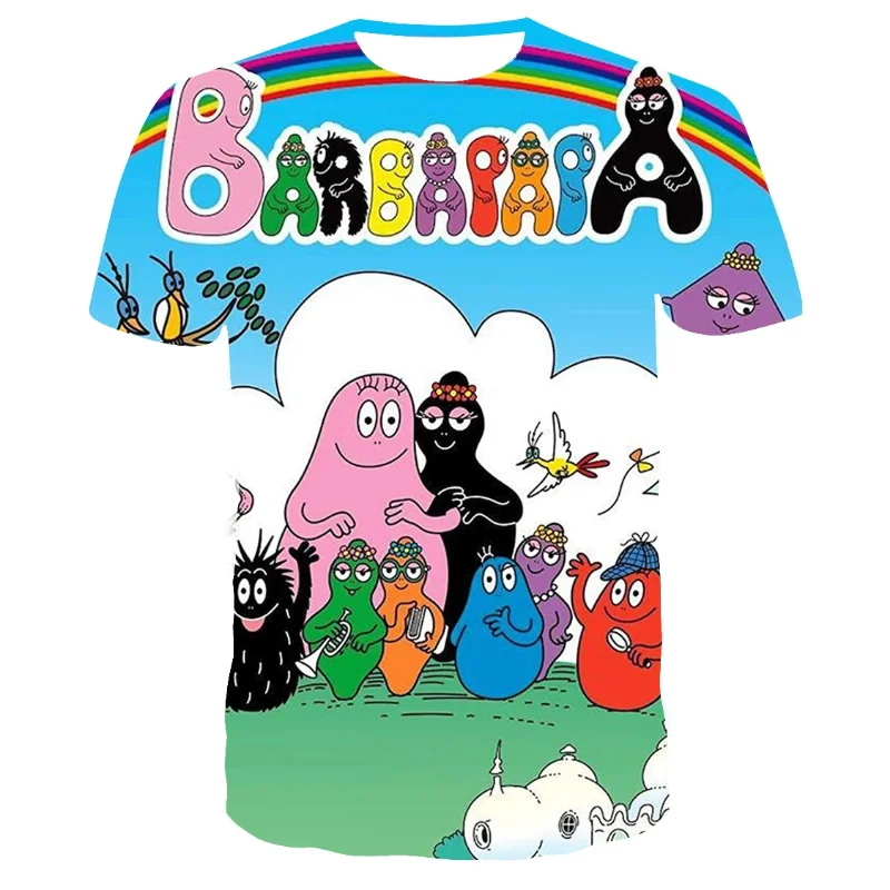 Cartoon Anime Barbapapa 3D Print T Shirt Kids Streetwear Round Neck Short Sleeve Fashion Harajuku Street Men Women Tops Tees