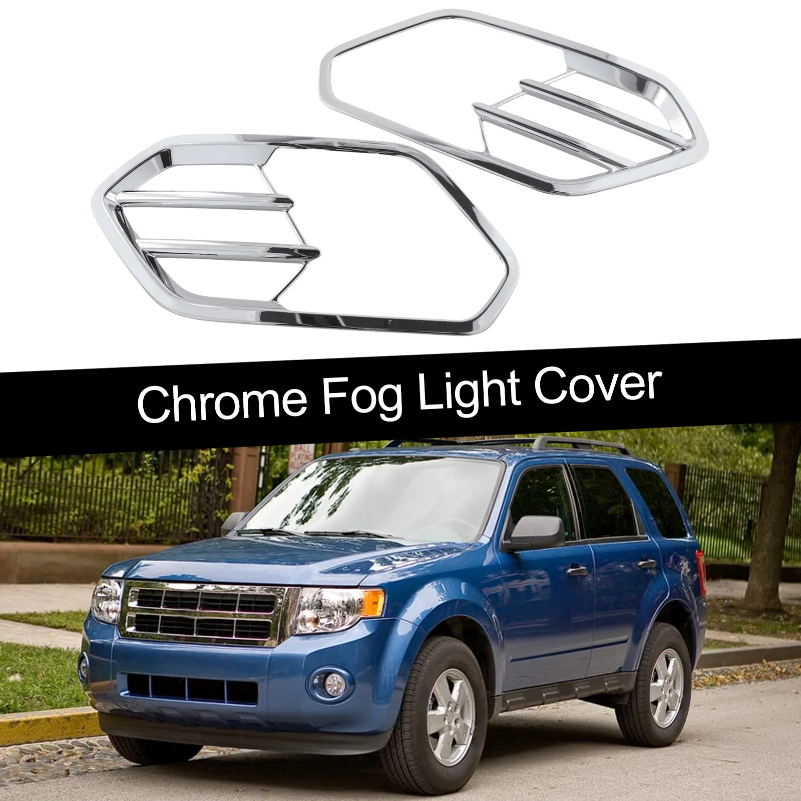 ترقية إلى زخارف ضوء الضباب الأمامية من الكروم لسيارة Ford Escape لـ Kuga 2017 2019 للحماية من الخدوش والضرر
