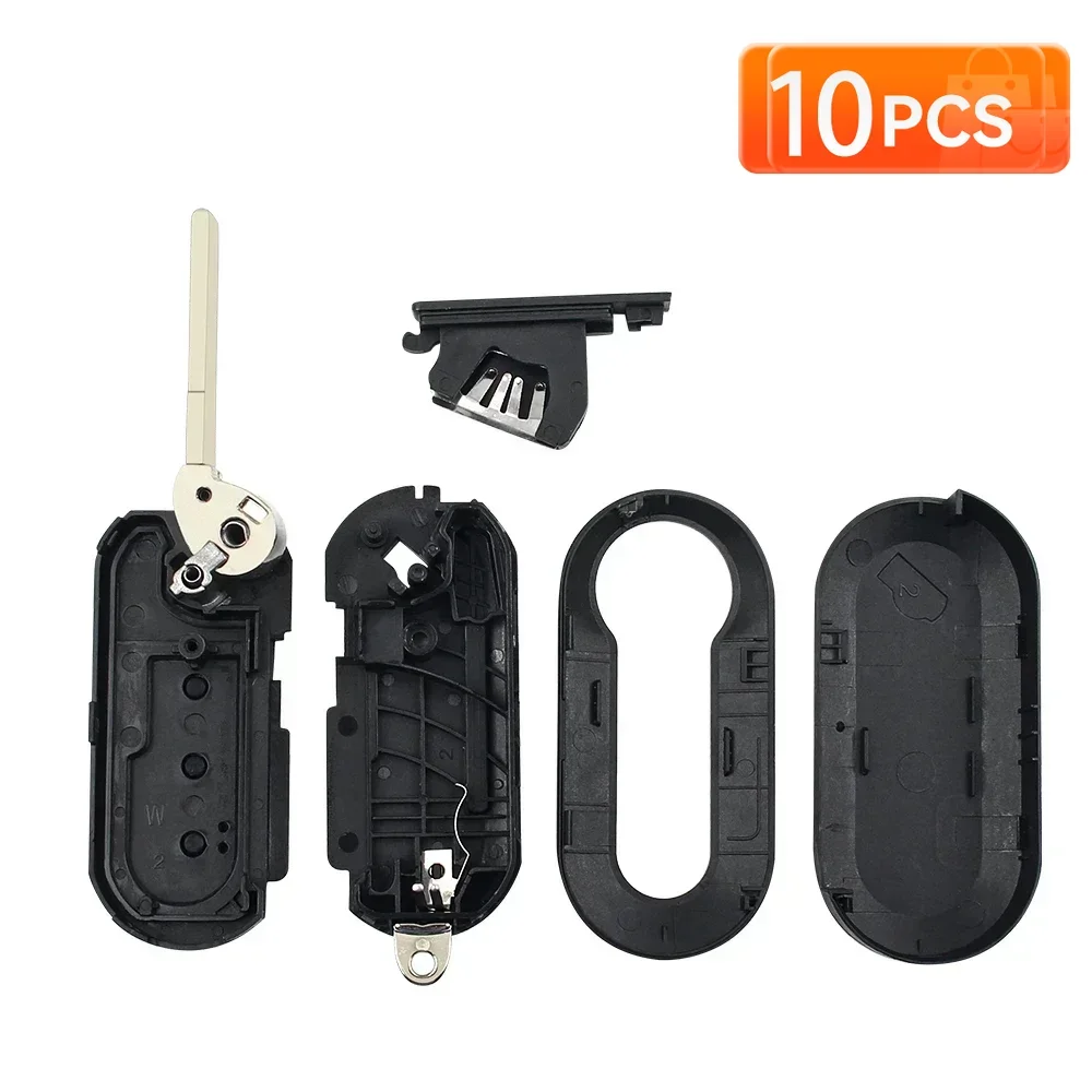 KEYYOU 10 قطعة لشركة فيات 500 باندا بونتو برافو 3 أزرار عادية الوجه البعيد مفتاح السيارة قذيفة فارغة الإسكان بدون مفتاح SIP22 شفرة