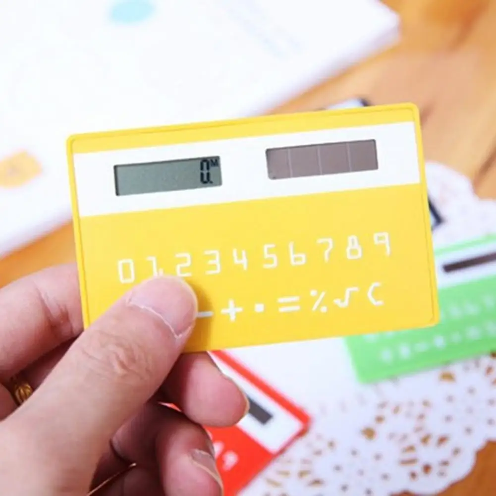 Durable Helpful Card Type Pocket Calculator Eco-friendly Student Calculator Practical Office Supplies