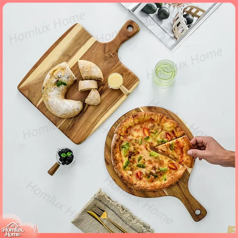 Acacia Wood Steak Board Western Style Bread Cutting Board Pizza Serving Tray Baking Pan Rectangle Serving Platter Food Prep