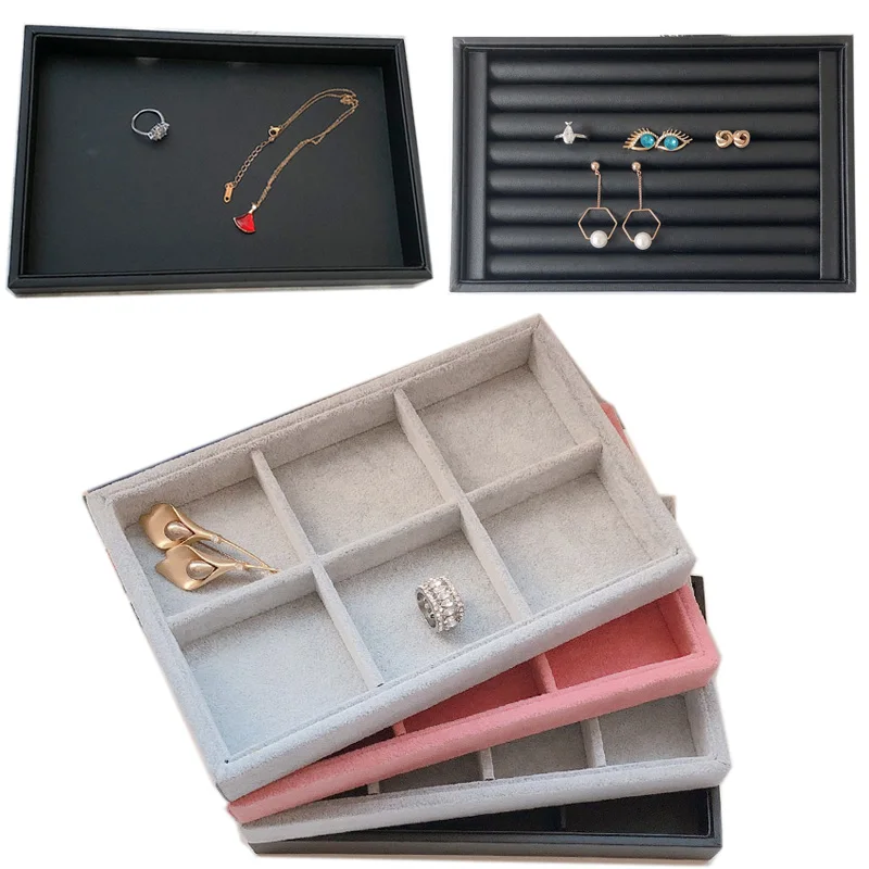 

Flat/Ring/6/12 Grids Jewelry Tray Box Earring Rings Storage Jewelry Case Display Convenient Charming Women Rings Trays Makeup