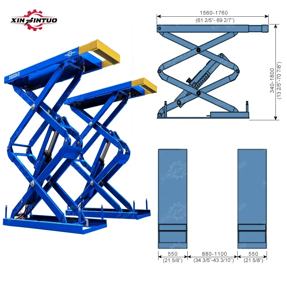 Xinjintuo 3.5 Ton Full Rise Car Scissor Lift For Sale Auto Lift Hoist For Garage Hydraulic Lifter