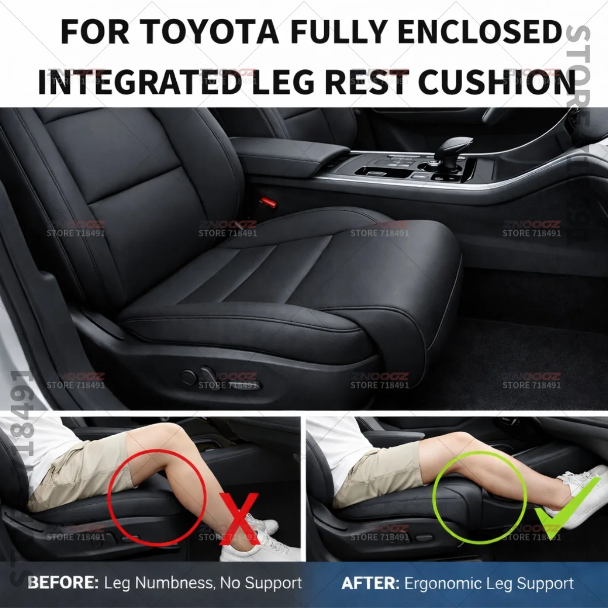 For Toyota Seat Leg Support Extension Cushion Thigh Support Pillow Memory Foam Leather Leg Extender Interior Accessories
