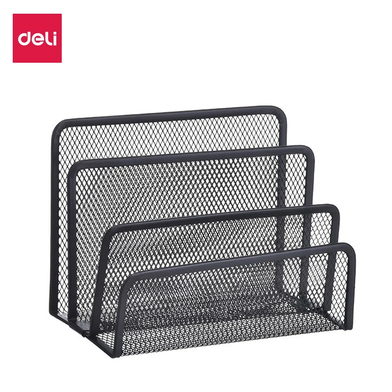 Schreibtisch-Organizer aus schwarzem Metall-Eisengeflecht – Briefablage-Halter für Papier, Zeitschriften, Bücher, Büro, Raster