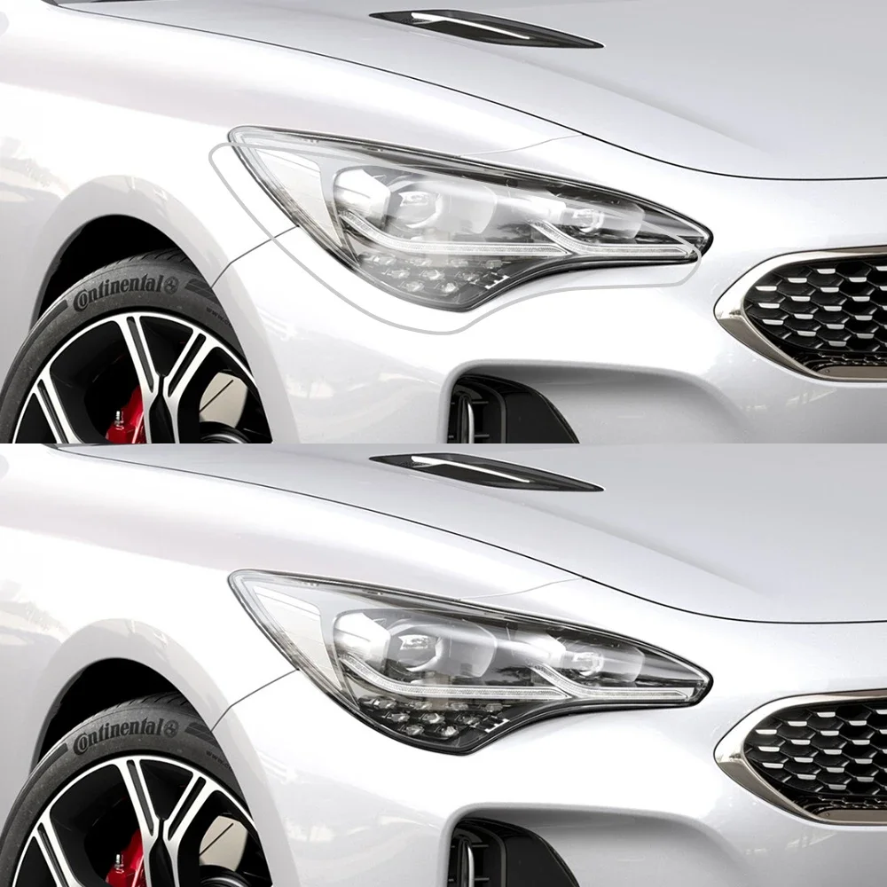 For Kia Stinger 2018-2023 Smoke Black High-Gloss Pre-Cut TPU Headlight Protective Film PPF Anti-Scratch Vinyl Wrap Cover Kit