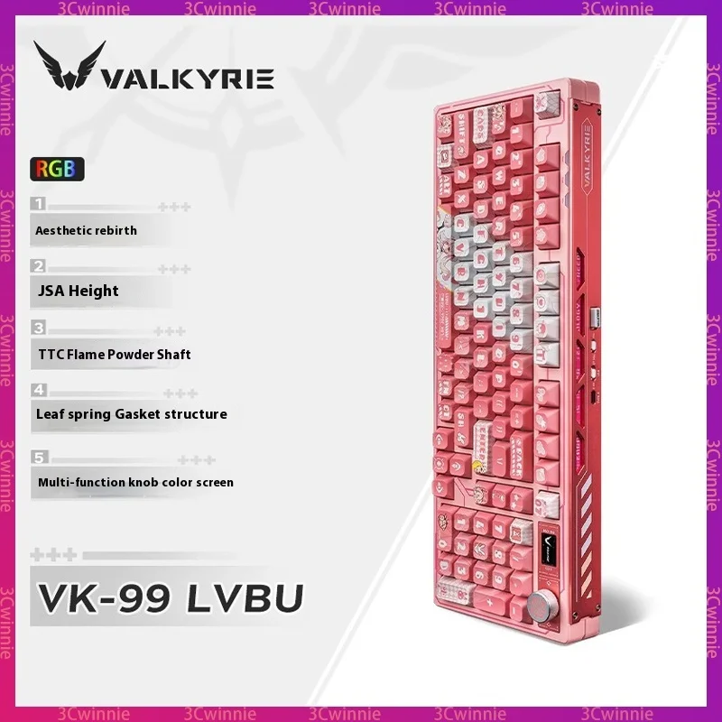 Valkyrie Vk99 Wireless Mechanical Keyboard 3 Mode Hot Swap Rgb Bluetooth Button Metal Gamer Keyboards Games Pc Laptops Office