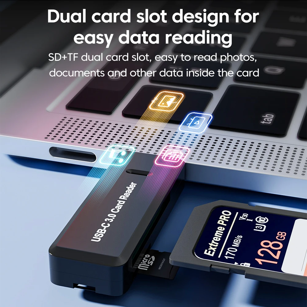 2 in 1 Multifunctional Type C Card Reader High-speed SD TF Card Reader External Storage Memory Card Adapter For Cameras Computer