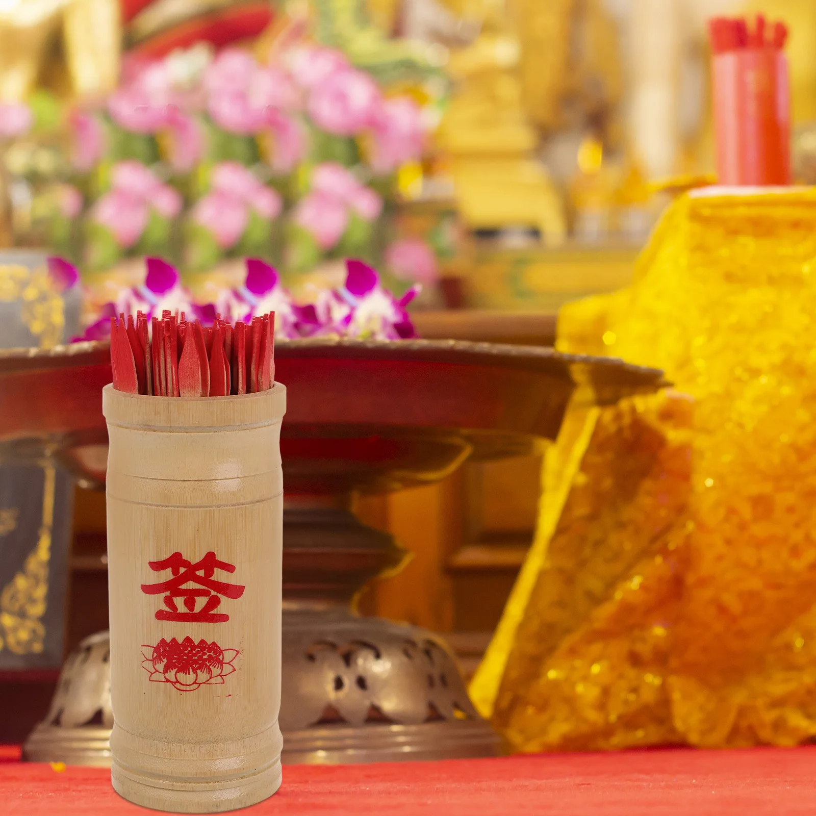 Chinese Fortune Telling Divination Stick Bucket Beige Feng Shui Decor Bamboo Game Props Lucky Wishing Rod Temple Spirituality