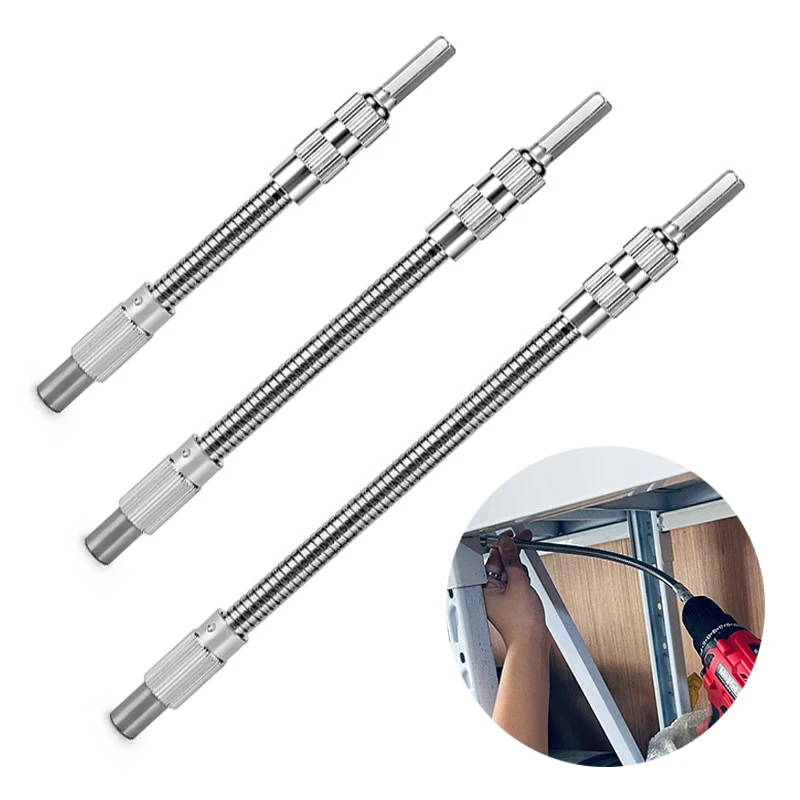 3Pcs/Set Hexagonal Handle Flexible Shaft 150/200/300mm Multifunction Metal Flexible Shafts Bit Holder Screwdriver Extend Rod