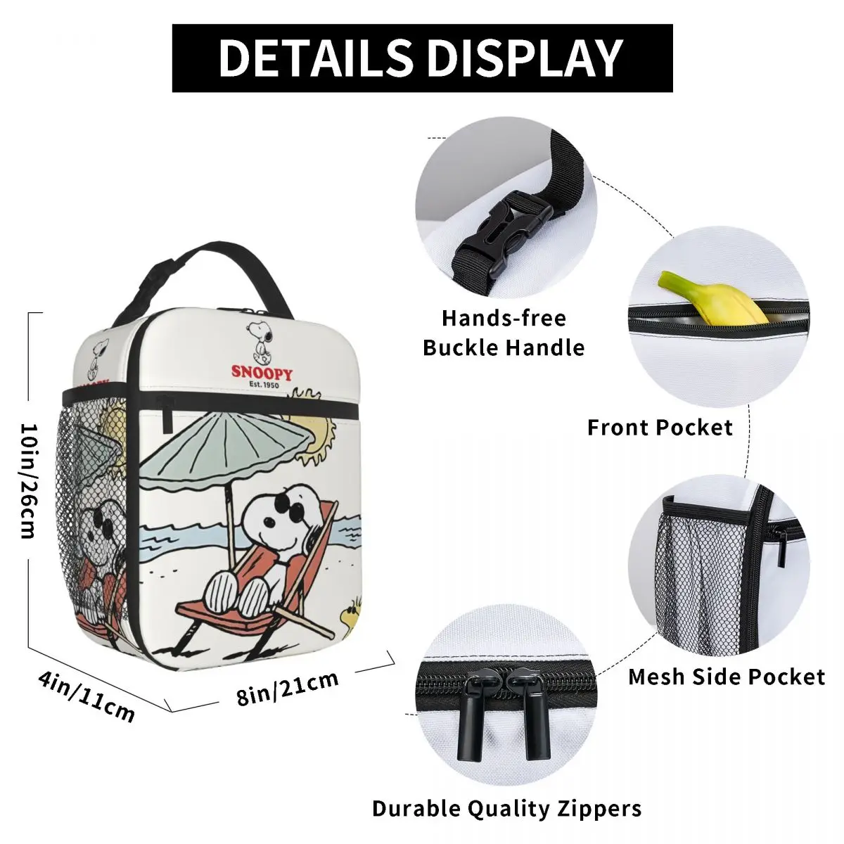 For Travel GDKDL AJDO Elepanth Fly Colorful Leakproof Insulated Beverage Peanuts Snoopy Travel Storage Bags Teen Lunch Boxes