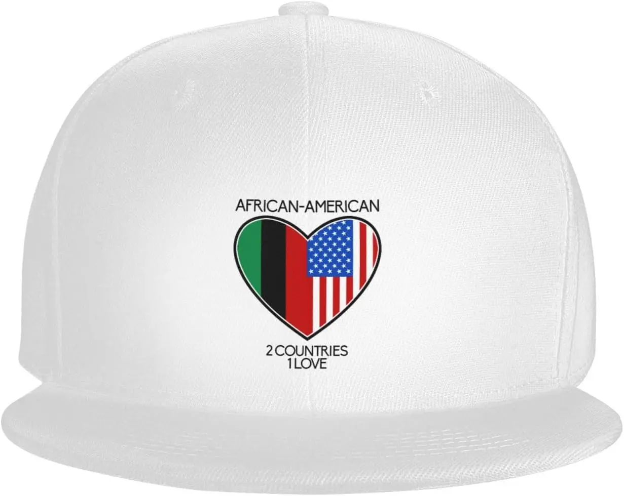 African American Heart Funny Flat Bill Hat Adjustable Baseball Cap for Men Women