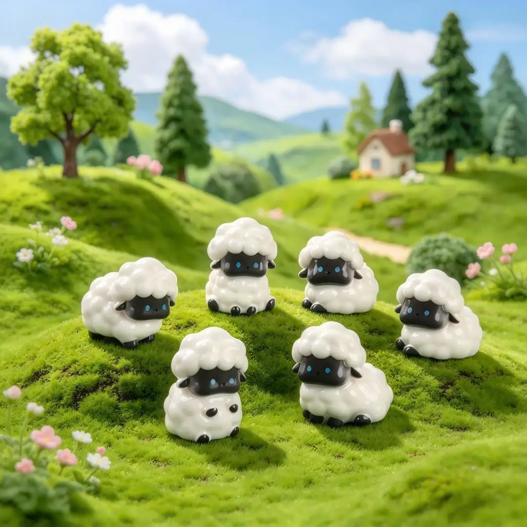 100pcs Cartoon Mini Animal Sheep Rabbit Rana Lamb Farm Gardening Landscaping DIY Keychain Jewelry Accessories Dollhouse Decor