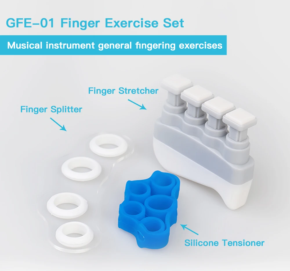 JOYO Guitto Series GFE-01 Finger Exerciser with Silica Gel Tensioner and Finger Splitter Adjustable Resistance for Guitar Piano