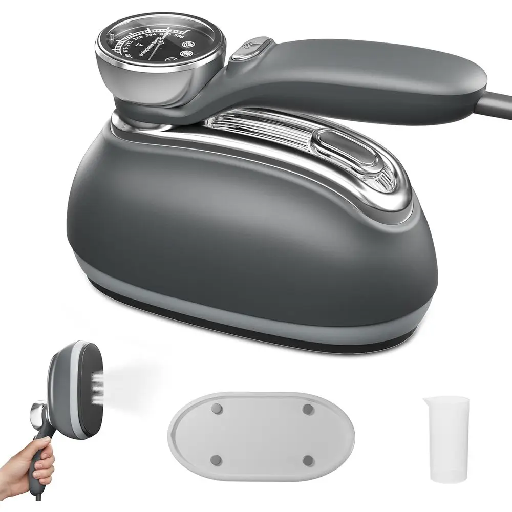 

2 in 1 Clothes Steamer Handheld, 1200W Steam Iron, 3 Level Thermometer Display, Travel Iron, 180° Rotatable, Portable Handheld,