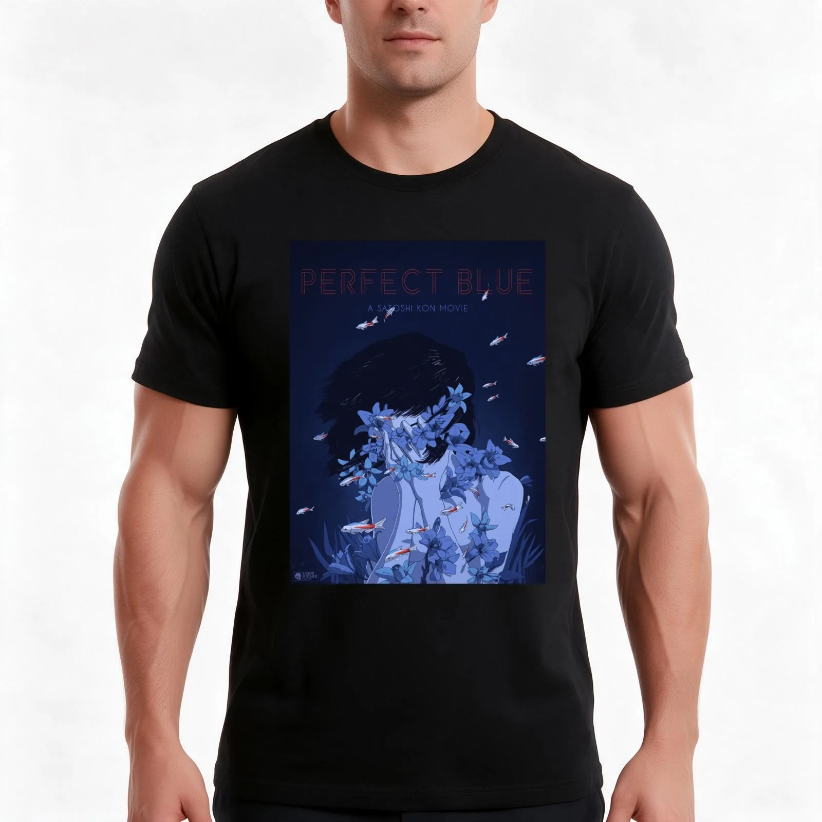 Perfect Blue Poster Poster T-Shirt, Summer Casual Cotton Tee, Oversized Streetwear Tops, Vintage Graphic Print, Unisex Men Women