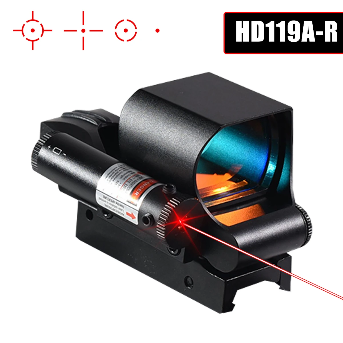 Red Dot Sight with Laser Series HD119A 4 Reticle Optics Sight Red Green Dot Airsoft Scopes Glock Hunting Tactical Accessory