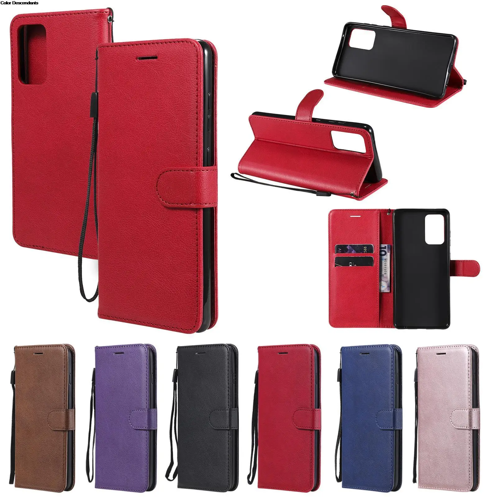 Luxury Wallet Flip Case For Samsung Galaxy Note 10 Lite Cover Leather Solid color Magnetic funda Note10 SM N770F lanyard Phone