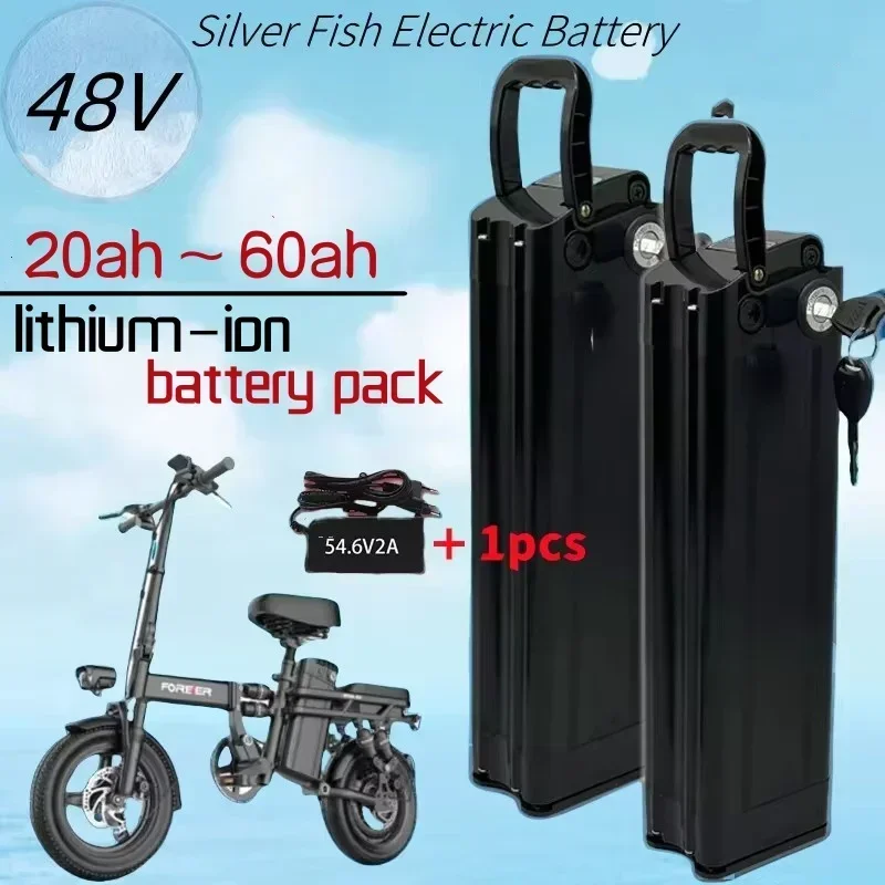 Brand new 48V20ah 30ah 40ah 50ah 60ah lithium battery pack Silver Fish battery 500w lithium-ion takeaway driving bike