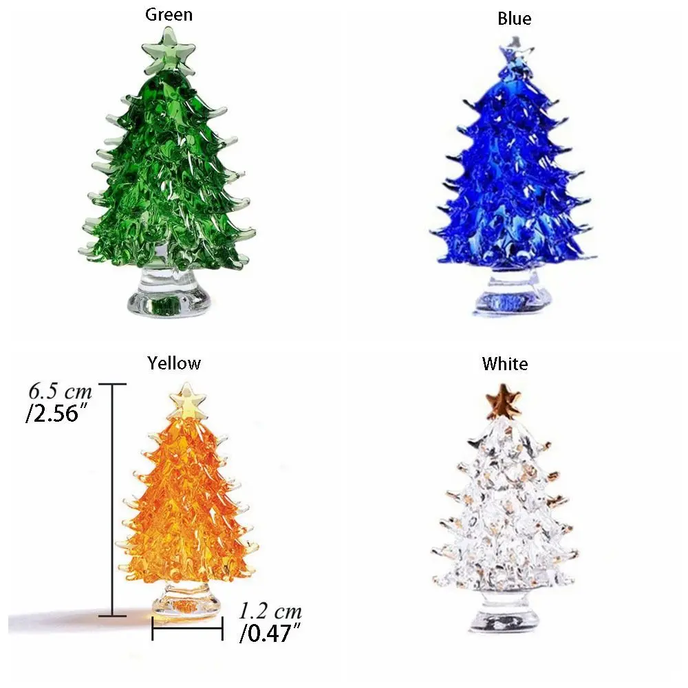 3D Kerstboom Kristal Boom Miniatuur Beeldjes Handgemaakte Glazen Presse-papier Standbeeld Collectible Creatieve Kamer Woondecoratie