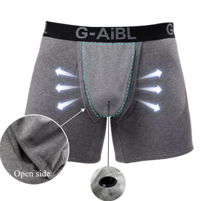 

Men's Boxer Shorts Cotton Velvet Underwear Man Breathable JJ Hole Bullet Separation Pouch Underpants Male Winter Warm Panties