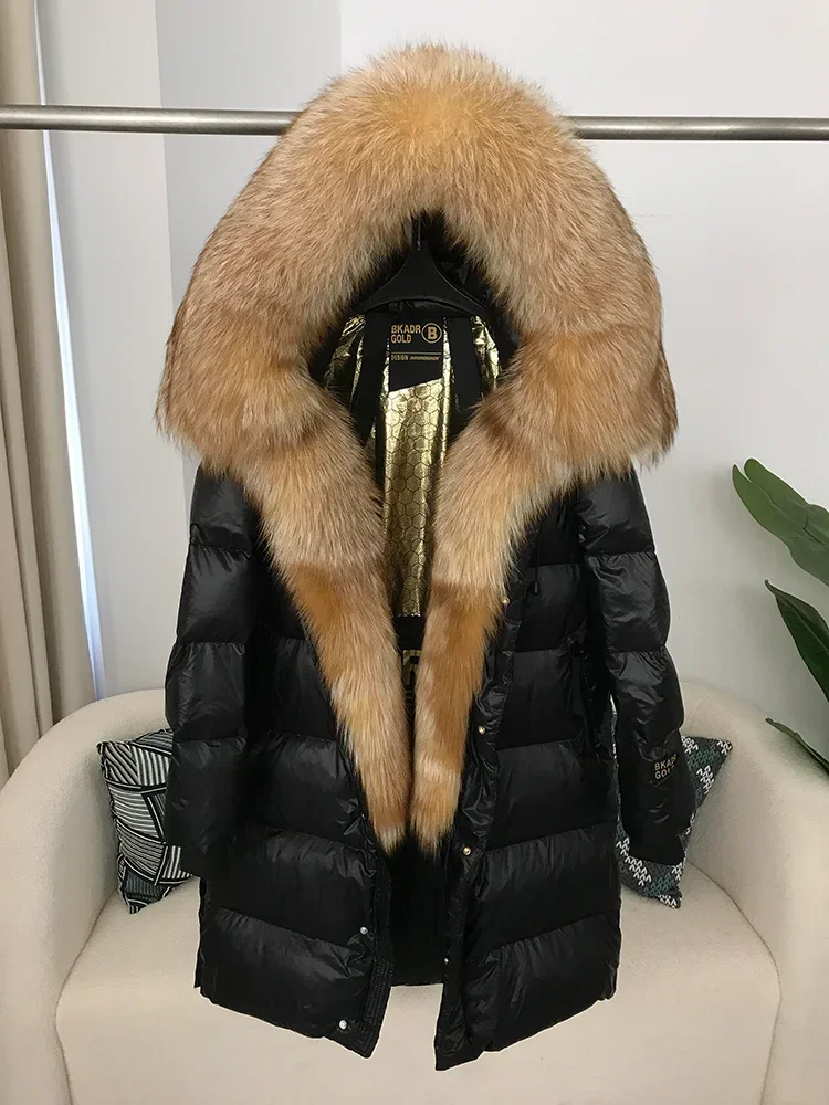 OFTBUY 2023 Real Fox Fur Raccoon Fur Collar Hooded Winter Jacket Women Thick Warm Duck Down Long Streetwear Outerwear Detachable