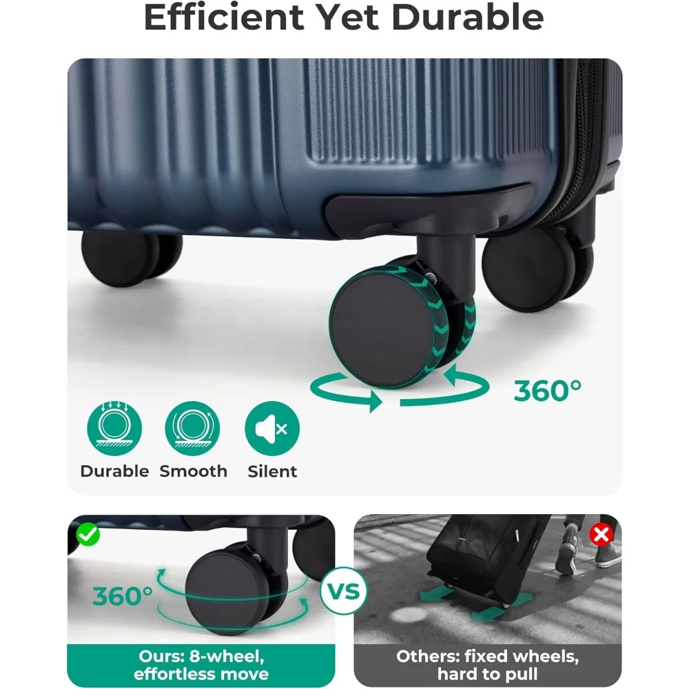 Lightweight 20 Inch Expandable Hardside Carry-On Luggage with Spinner Wheels, Airline Approved for Travel