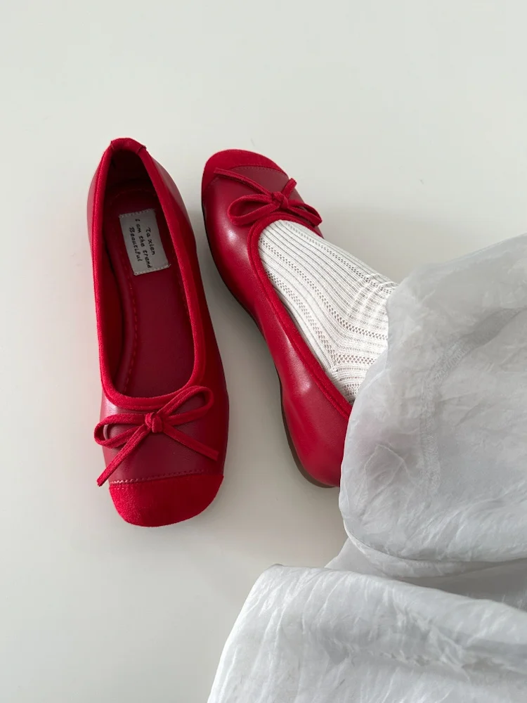 

Женские балетные шлепанцы Gogoba без шнуровки с круглым носком и узлом на низком каблуке, повседневные Faion Single oes, легко носить