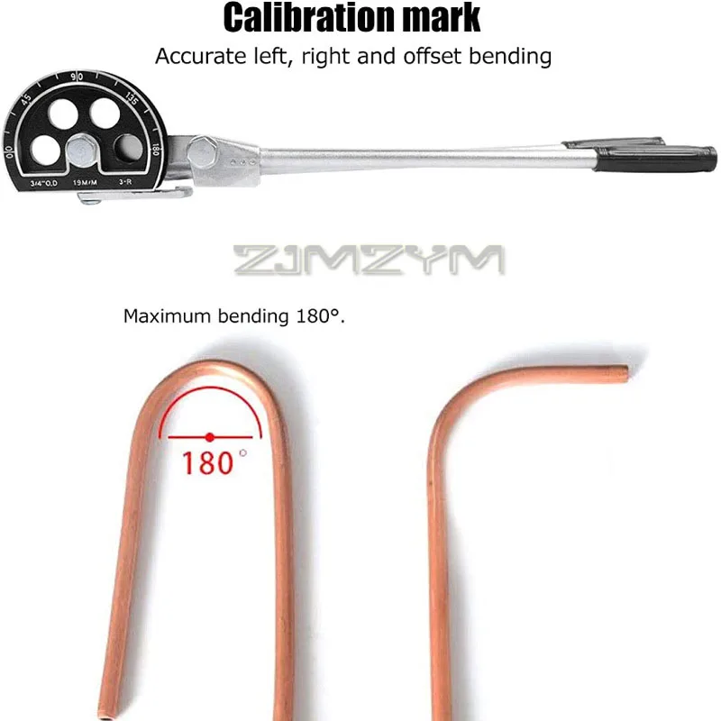 180°Copper Aluminum Tube Bender Multi-purpose Lever Type Pipe Bender Stainless Steel Bender With Scale Roller Anti-slip Handle