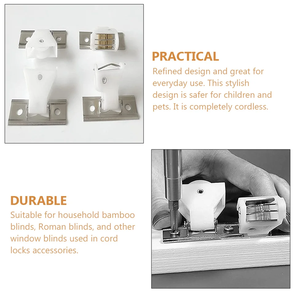 4pcs Kit d'ombrage Romain, en Plastique Roman Shade Cordr Lock et Cords Pulley Ensemble, Lisse, empêche l'effilochage du Cordon idéal pour Les Stores Romains tissés en Bois tissé