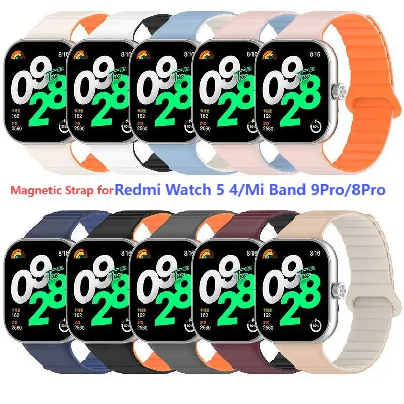 

Ремешок с магнитной петлей для Redmi Watch 6 5 4, ремешок для умных часов Xiaomi Mi Band 9 Pro 8 Pro, аксессуары для умного браслета